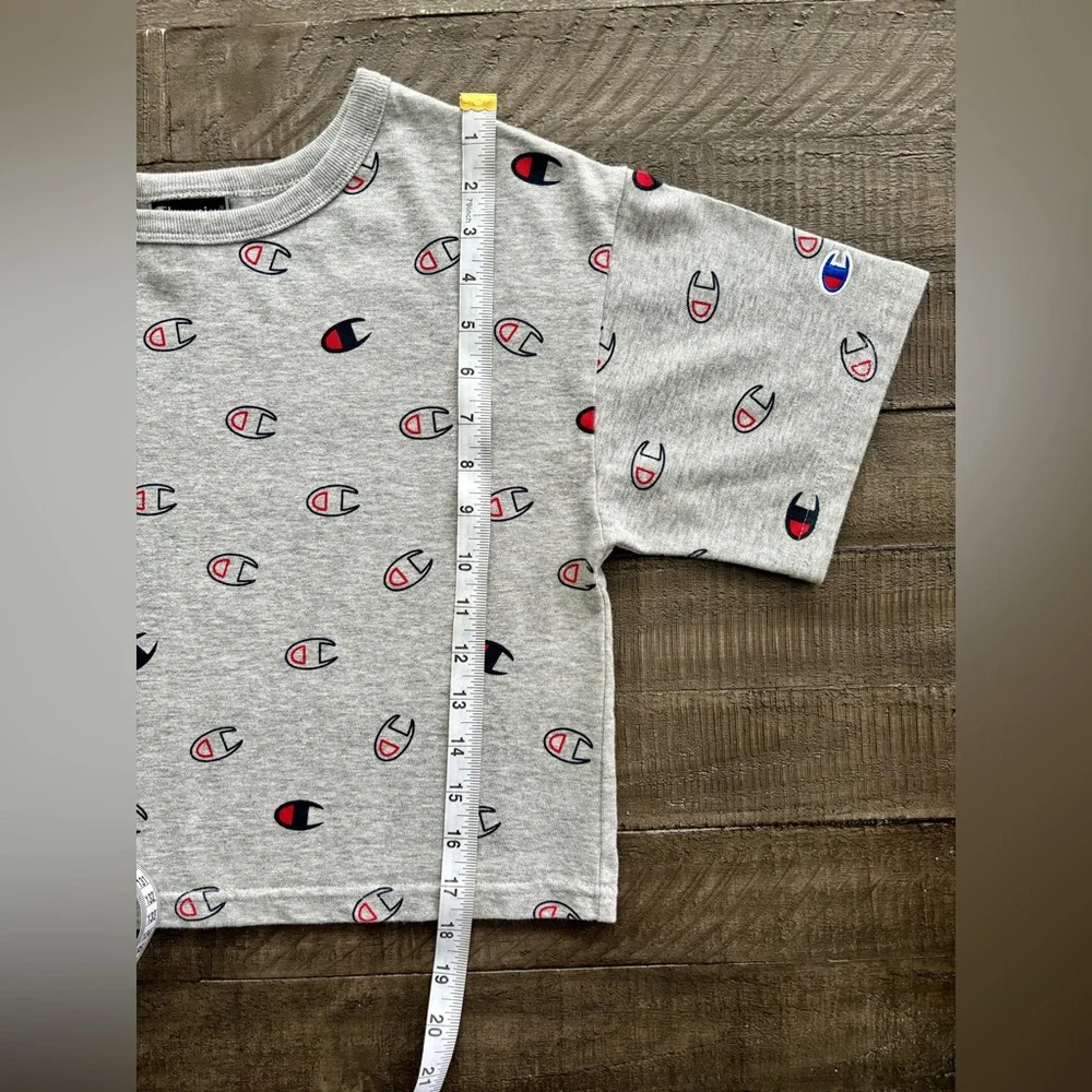 Champion Heritage Cropped Logo Tee Oxford Grey XS